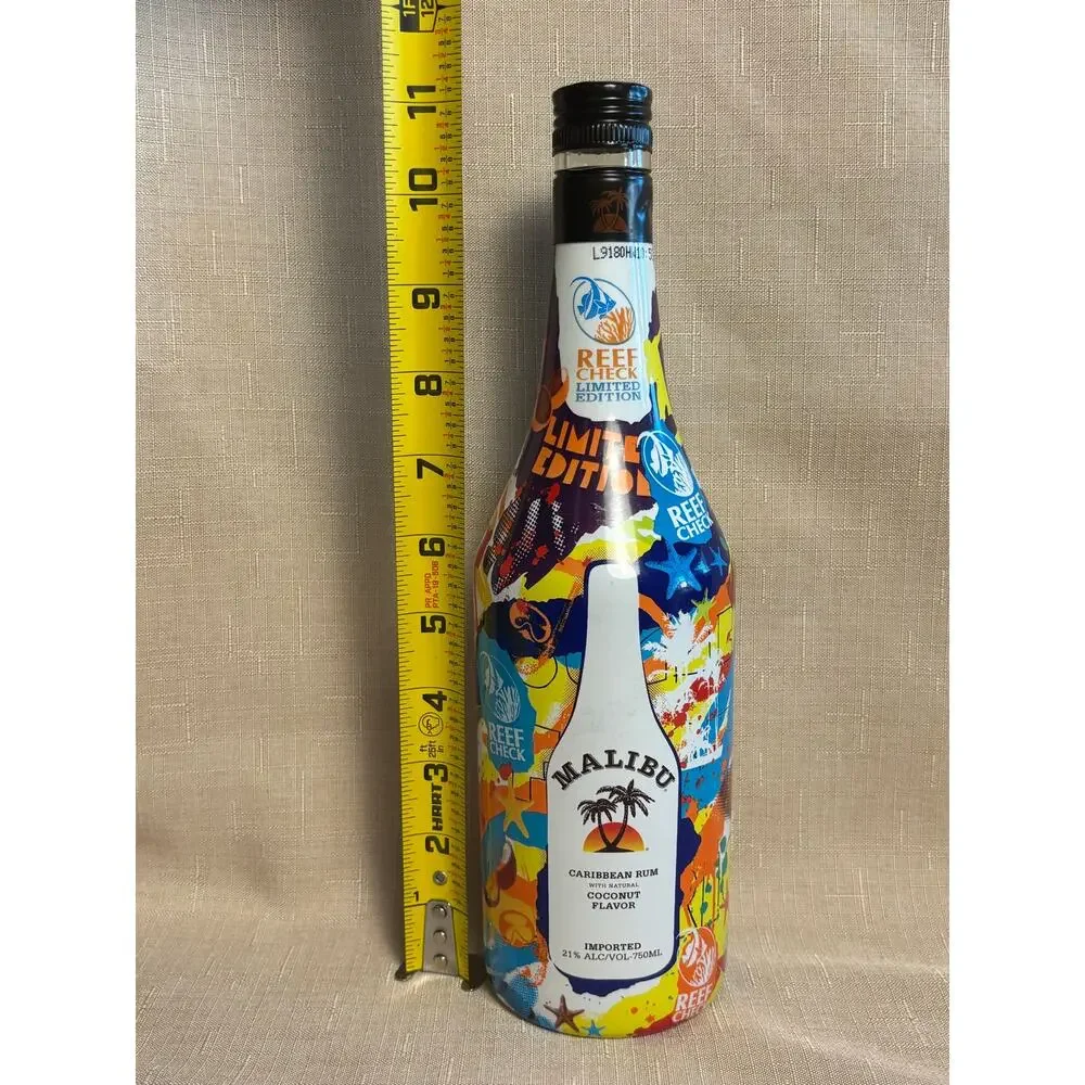 2008 Malibu Coconut Caribbean Rum Reef Check Limited Edition 750ml Bottle Empty